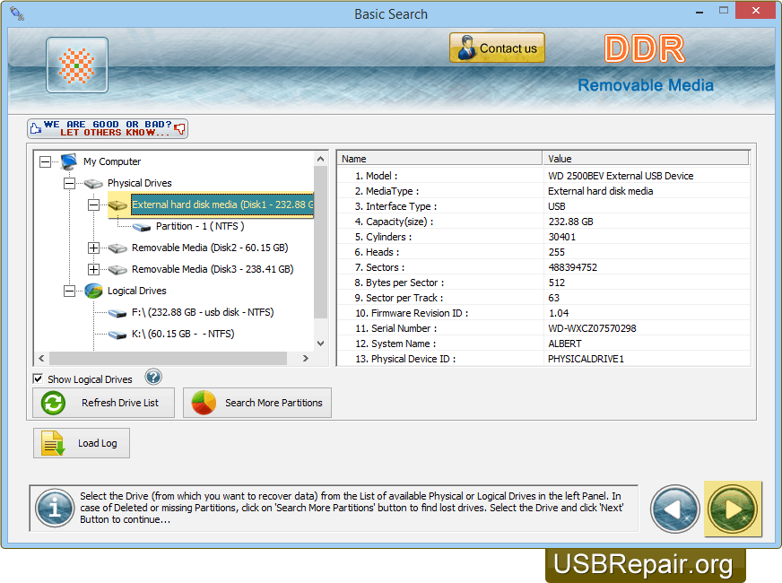 USB Repair Digital Media Data Recovery Software screenshots restore files