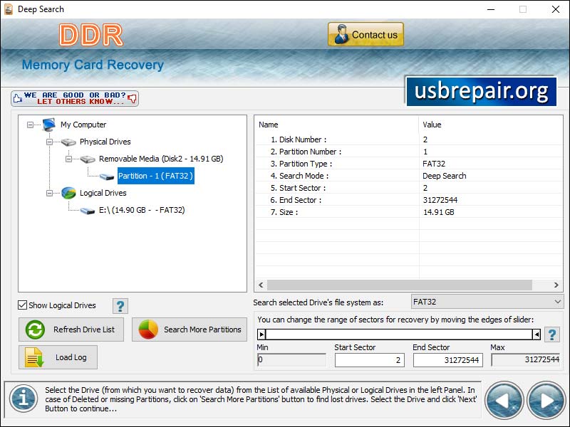 Screenshot of Memory Card Recovery Software