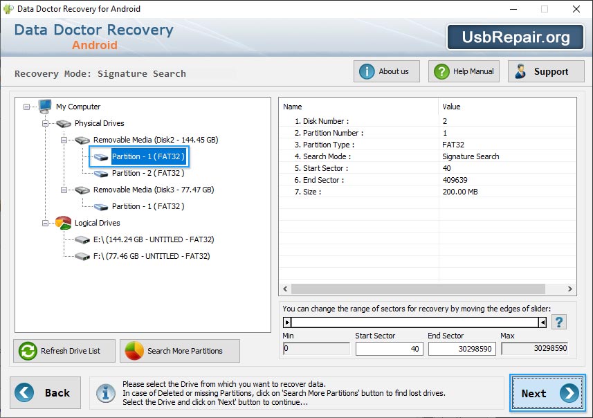 Select removable media