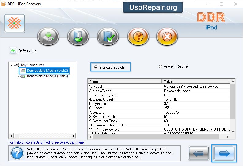 Select removable media