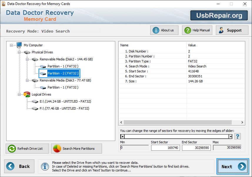 Select removable media