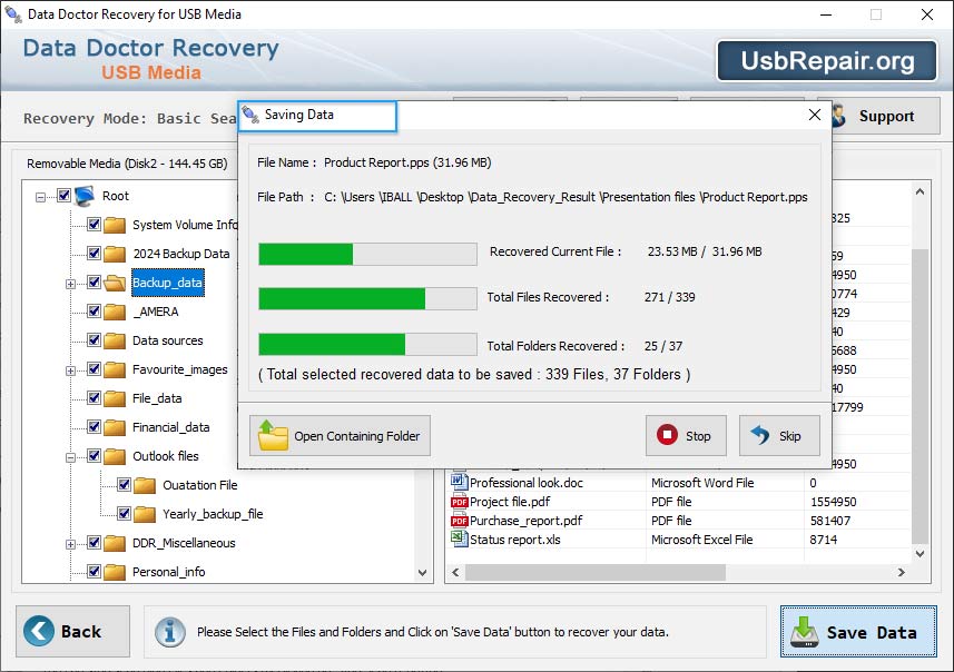 Save recovered data